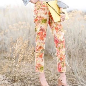 CARTONNIER Romantic Floral Pin Up Style Trousers Stretch Ankle Cropped Chino’s